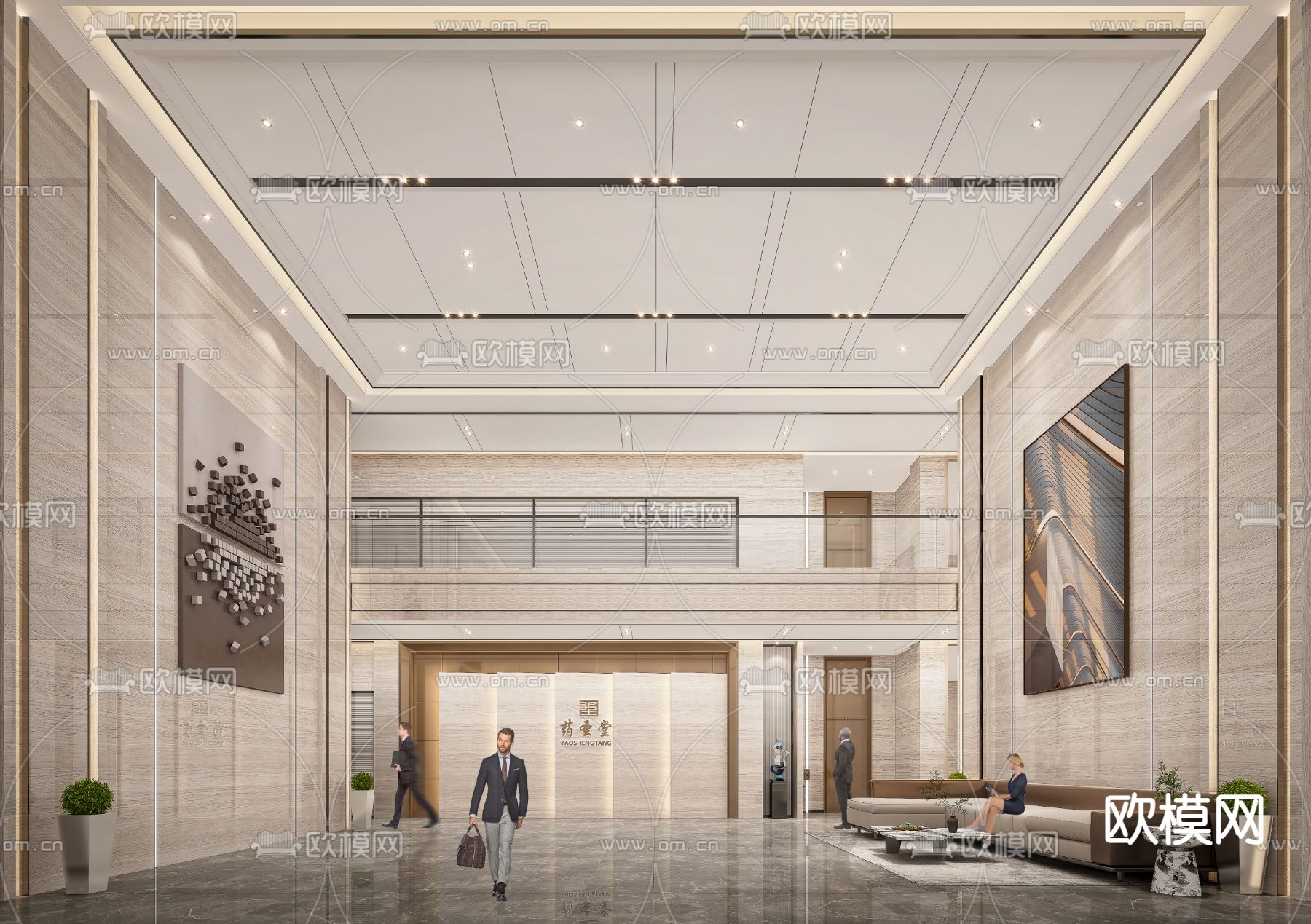 公司大堂 商务大厅3d模型下载