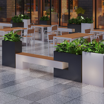  植物花箱 户外坐凳su模型 