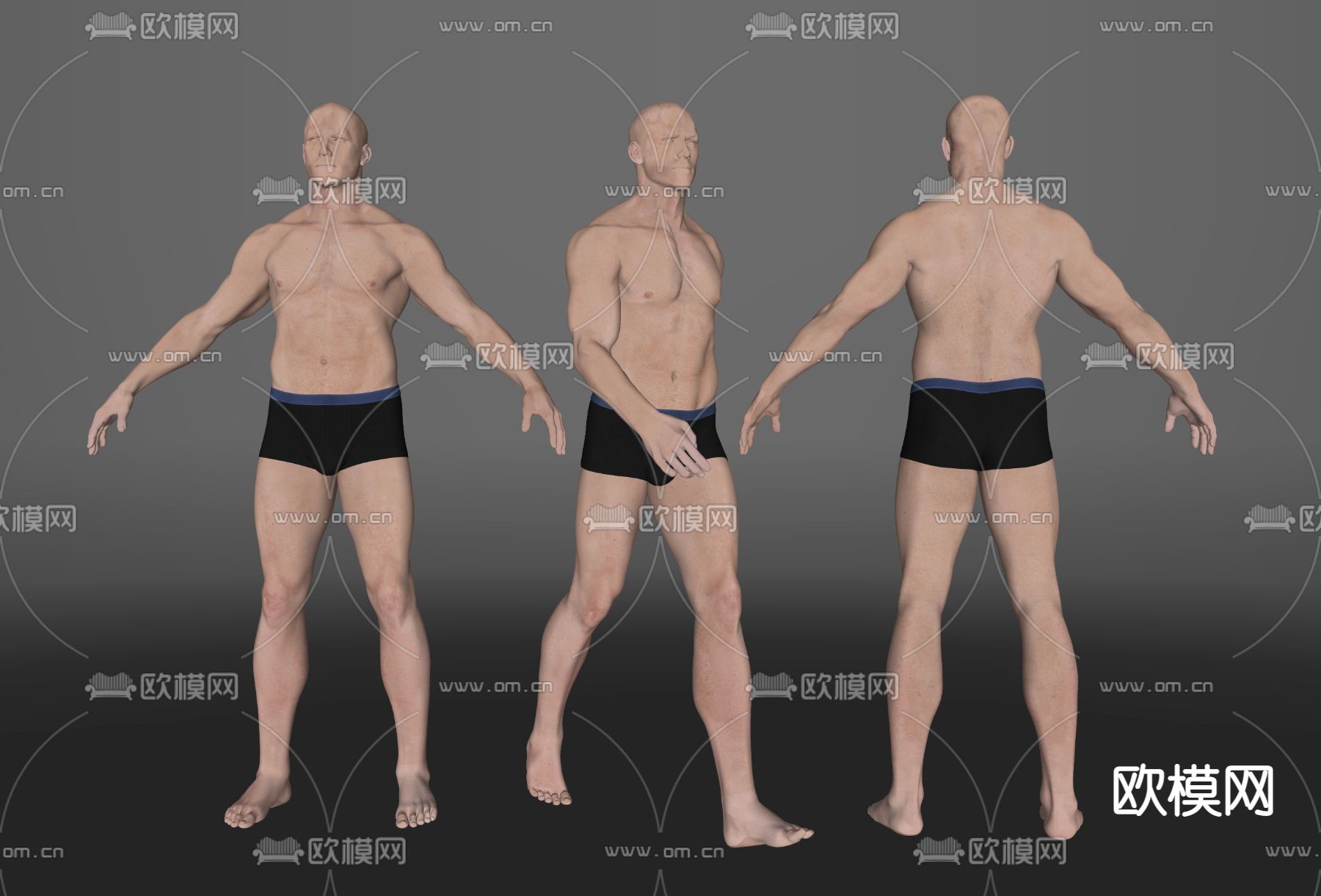 男人 健美人物su模型下载（渲染图2）