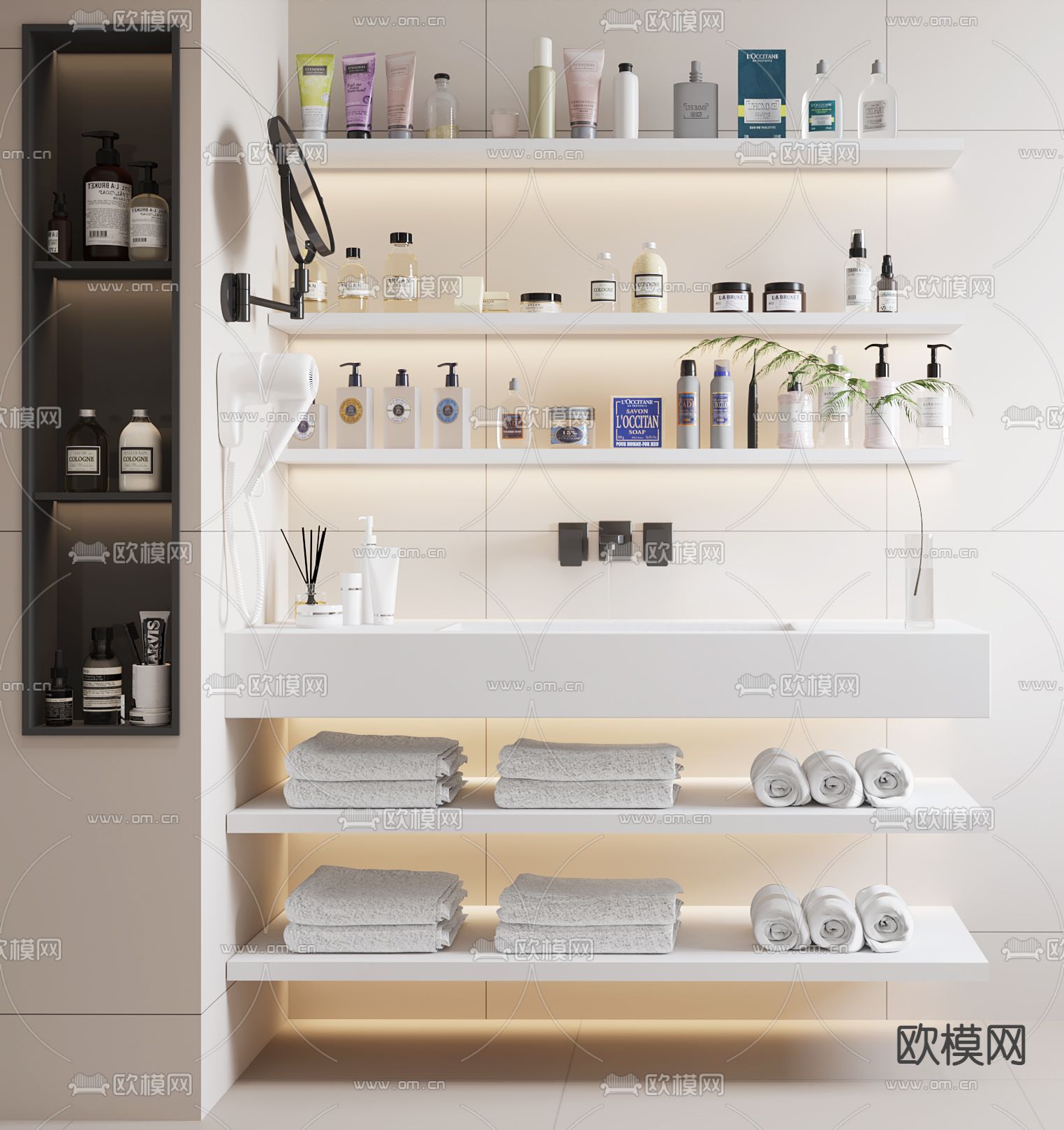 卫浴用品 毛巾 护肤品3d模型下载