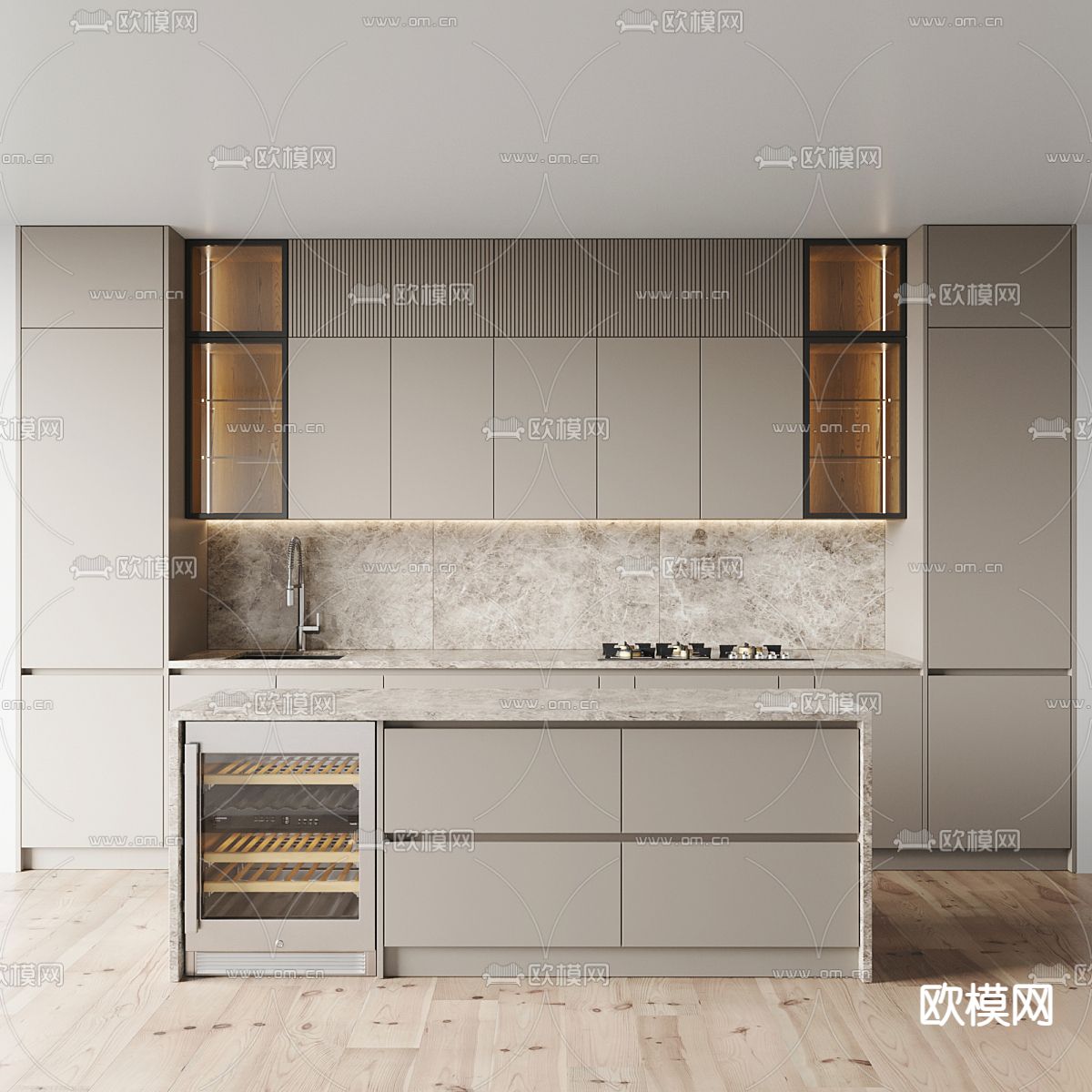 橱柜 中岛台3d模型下载（渲染图1）