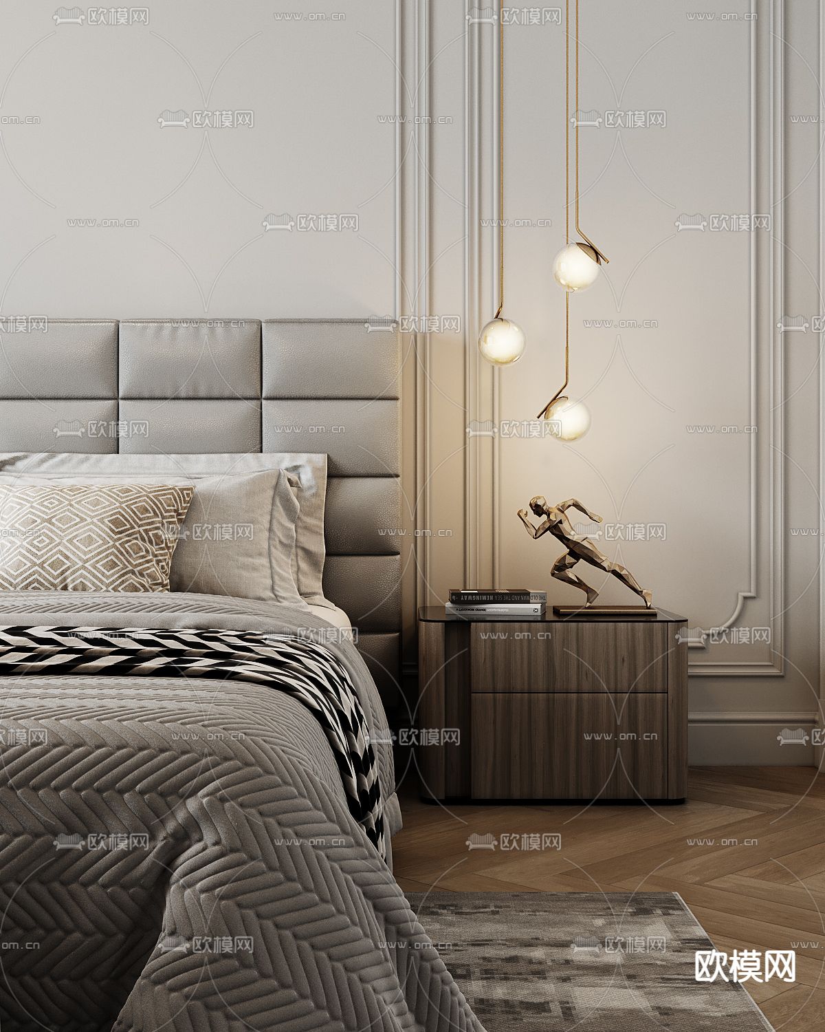法式卧室 主人房3d模型下载（渲染图2）