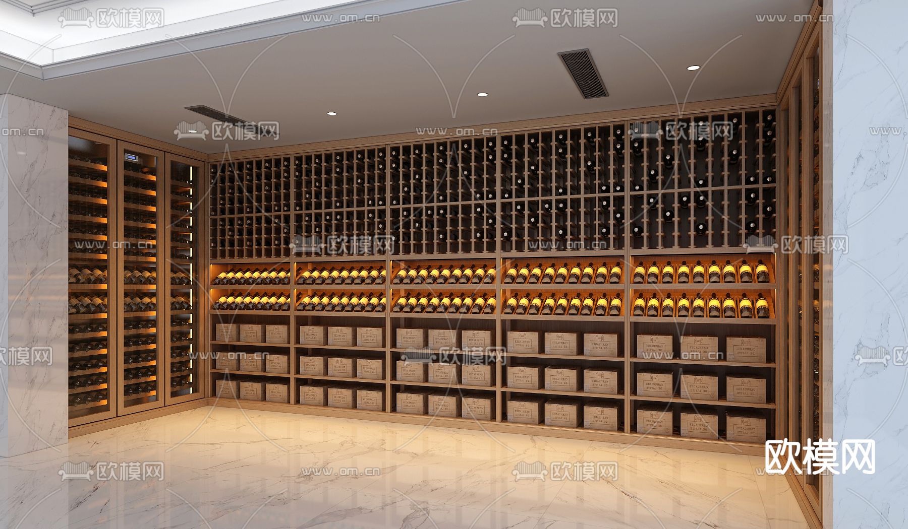 酒窖 藏酒室 酒柜3d模型下载（渲染图2）