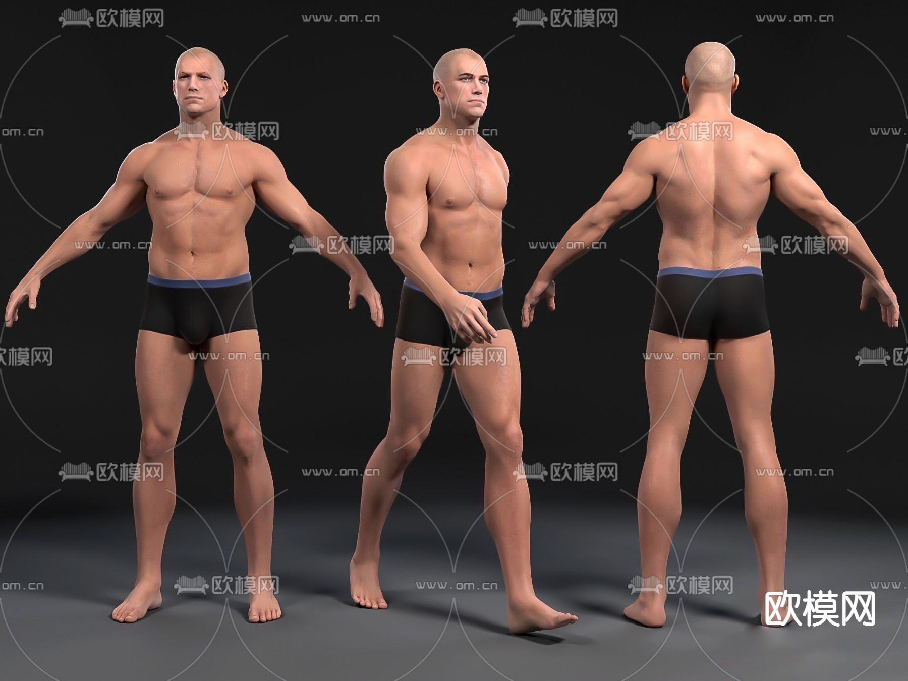 男人 健美人物su模型下载（渲染图1）