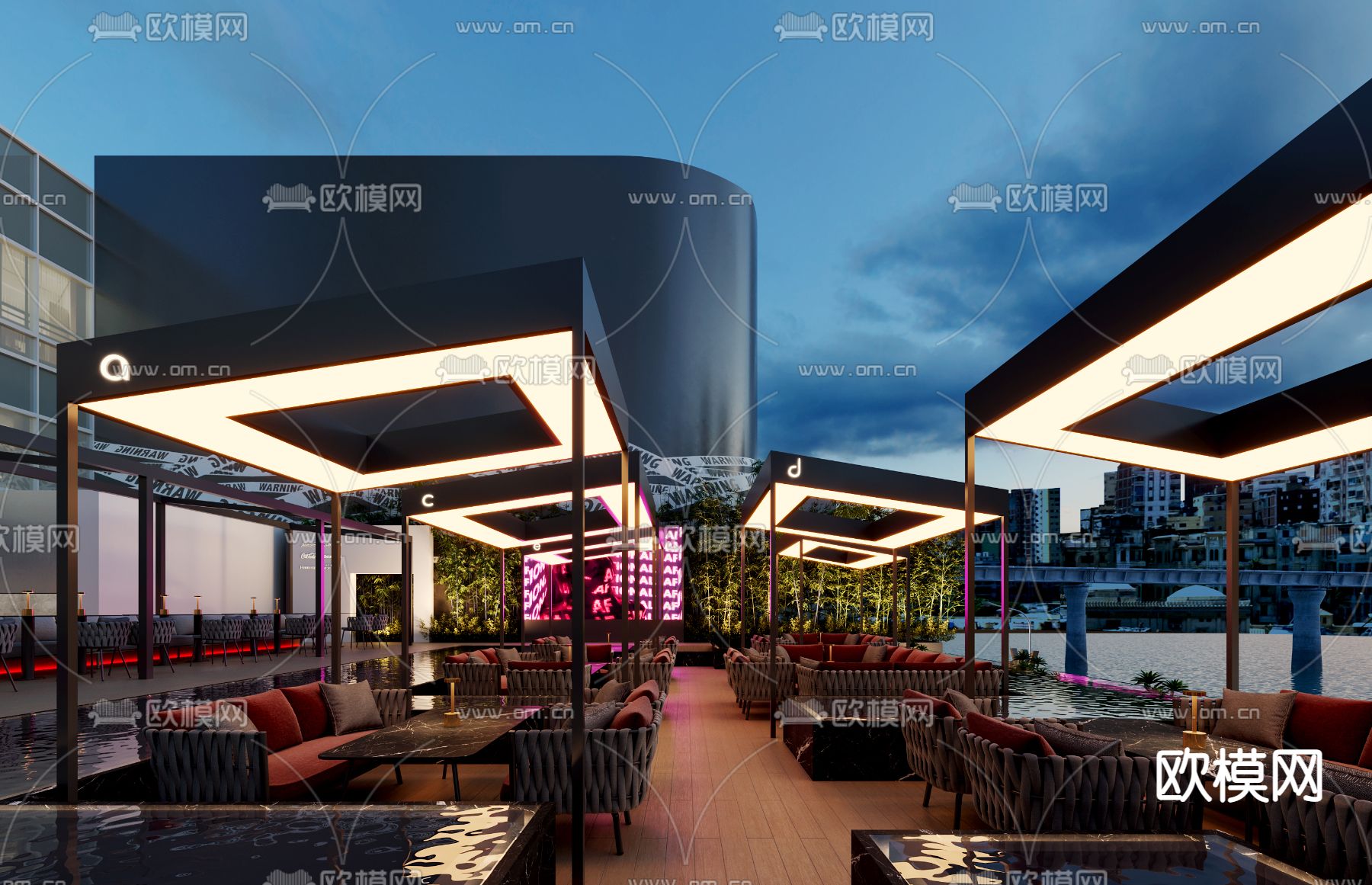 露天音乐餐吧3d模型下载