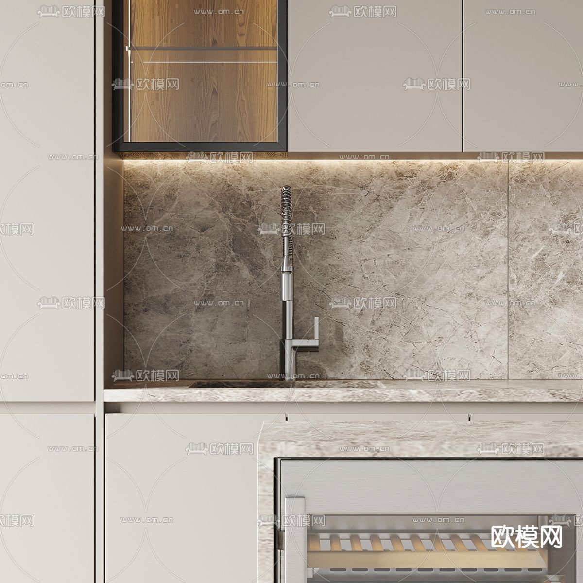 橱柜 中岛台3d模型下载（渲染图4）