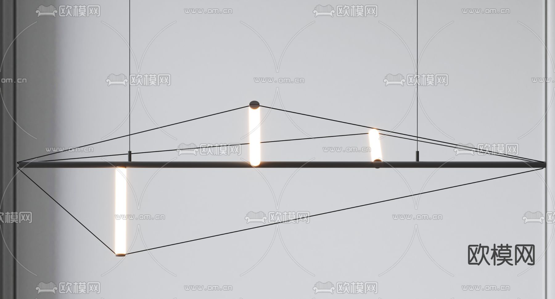 线性吊灯 创意吊灯3d模型下载（渲染图2）