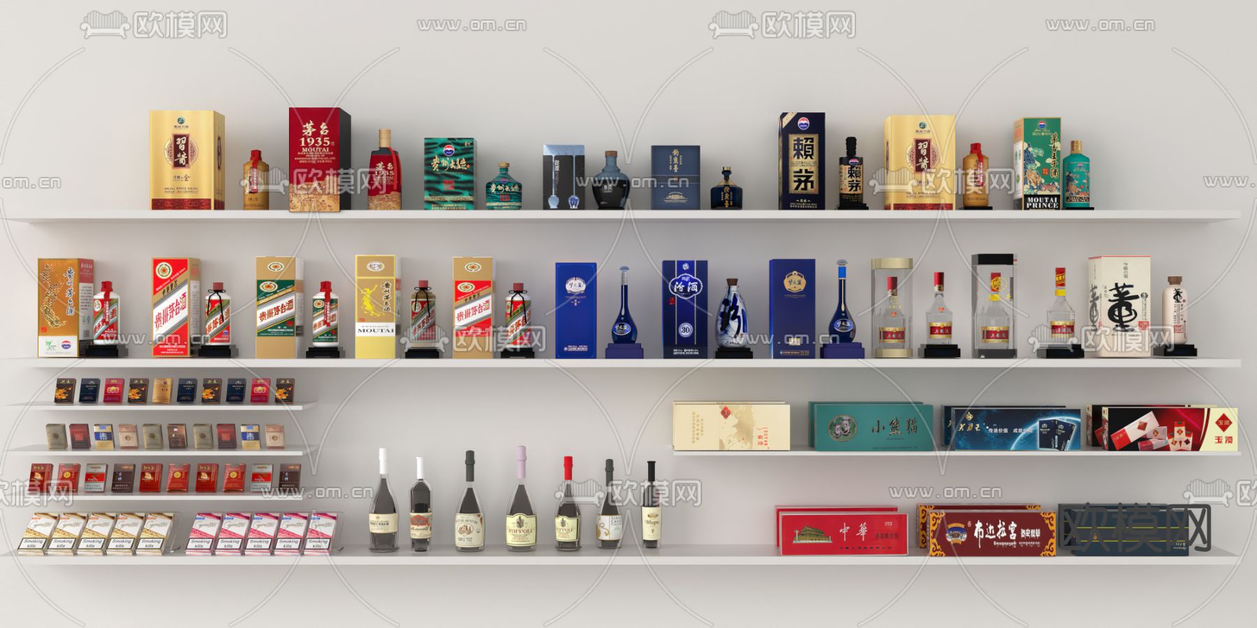 香烟 酒水3d模型下载