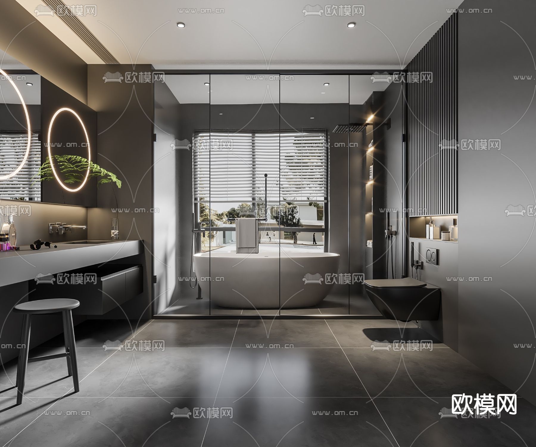 暗黑风卫生间 浴室3d模型下载