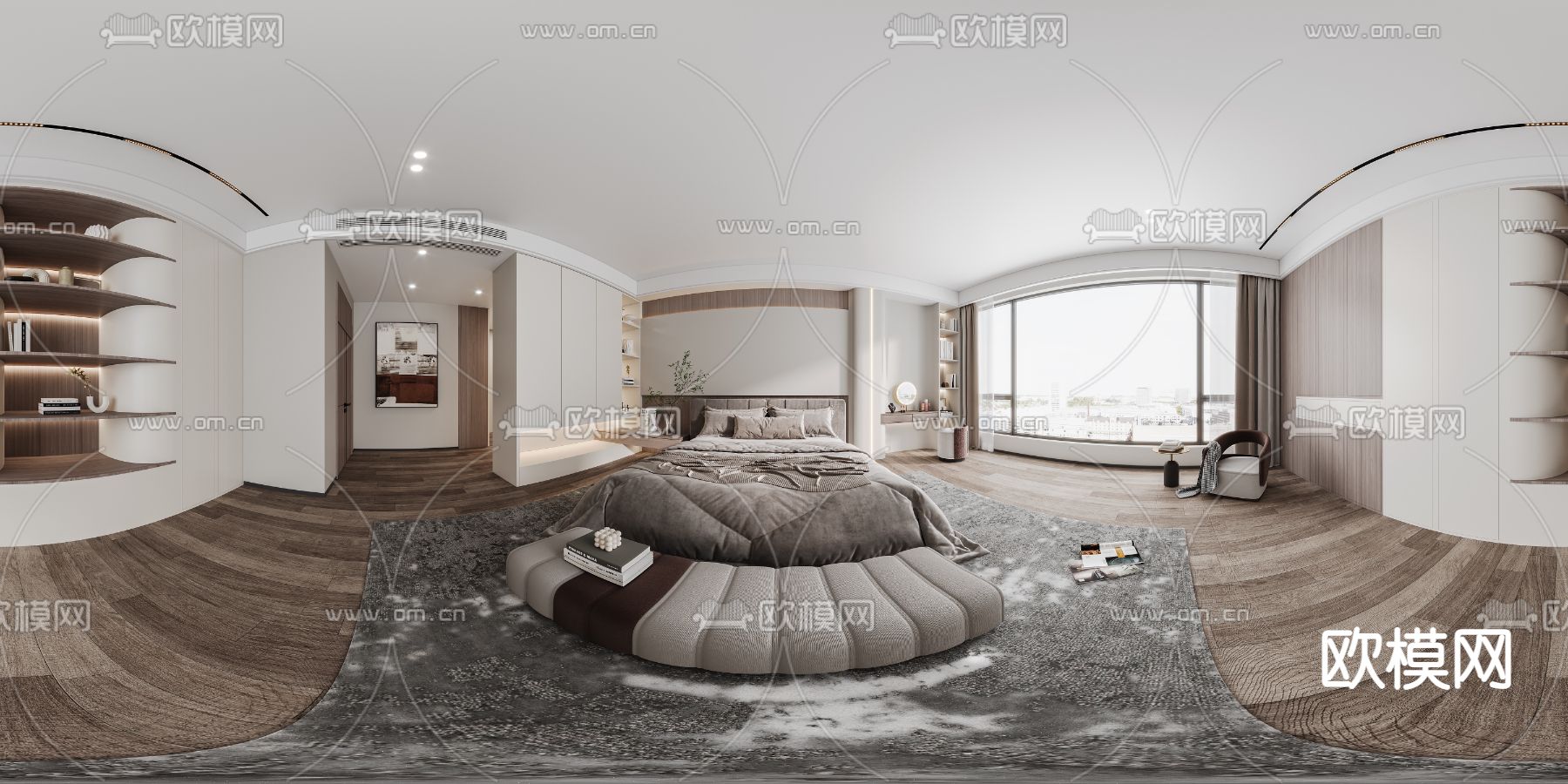 现代卧室CR全景3d模型下载_ID14032590_3dmax免费模型-欧模网