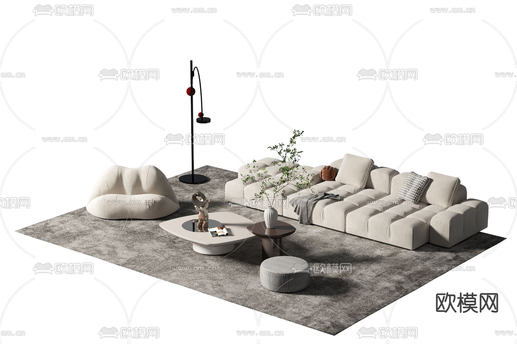 现代组合沙发3d模型下载