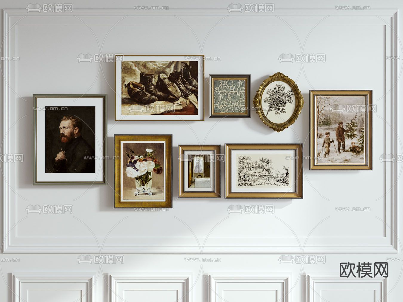 组合画 装饰画3d模型下载