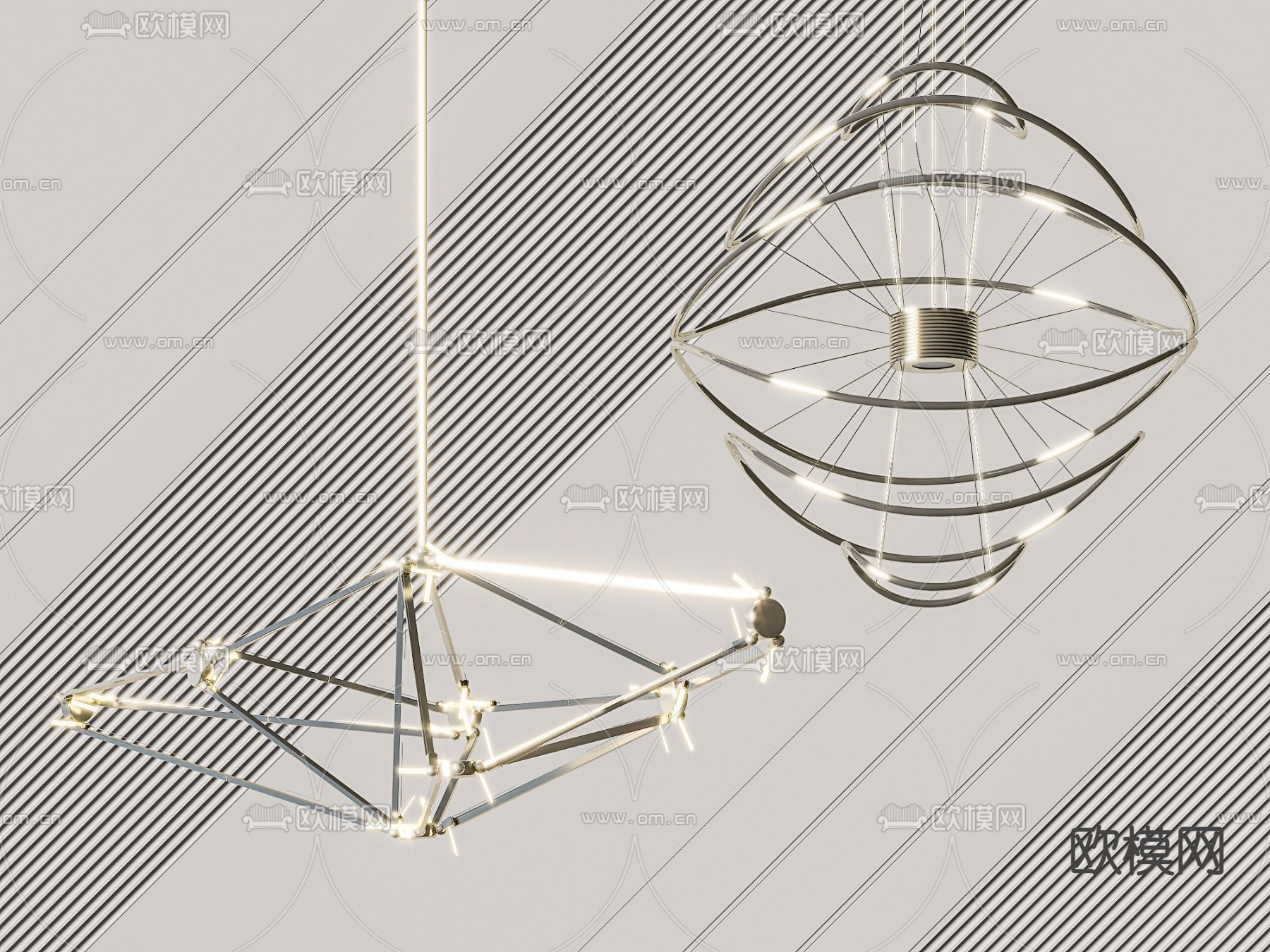 轻奢吊灯 大厅灯3d模型下载