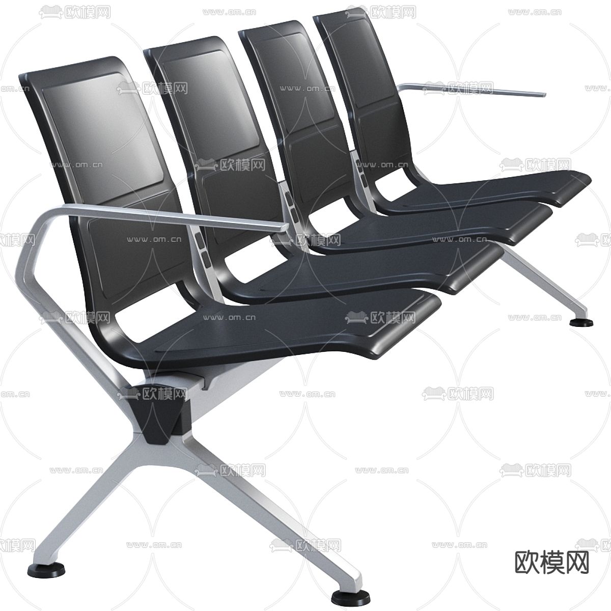 连排椅 公共椅 等候椅3d模型下载（渲染图2）