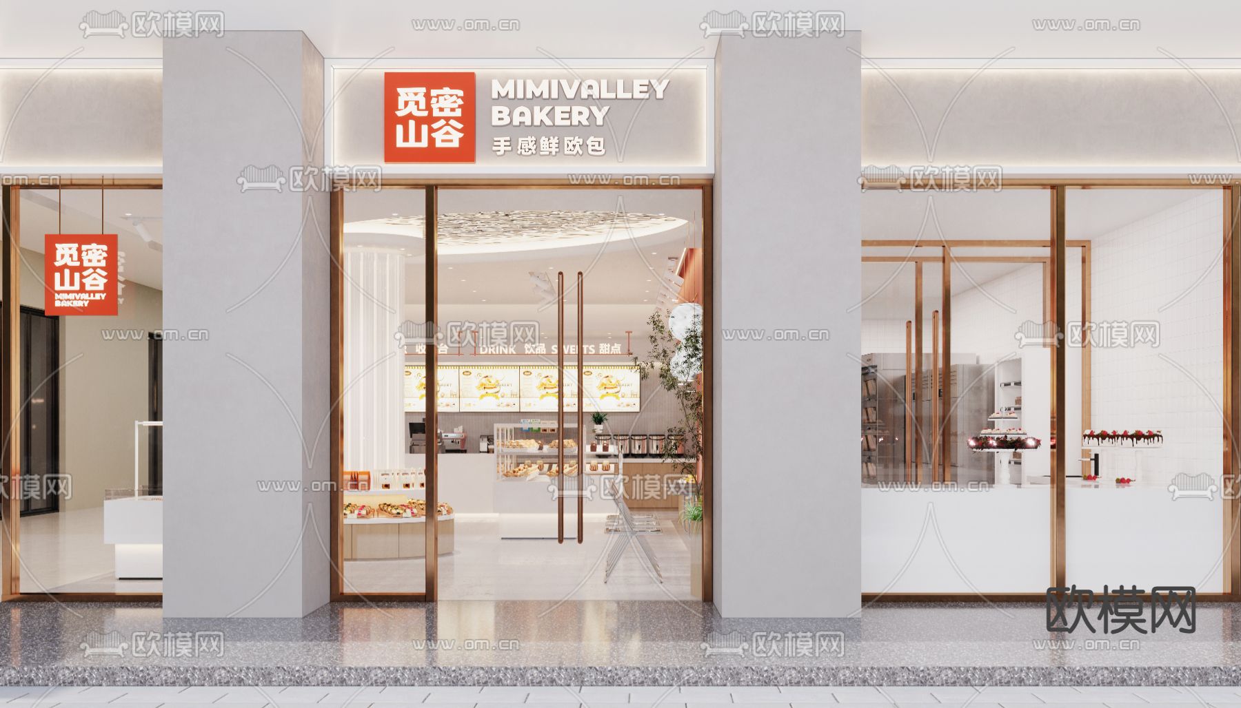 现代面包店 烘焙店3d模型下载（渲染图2）