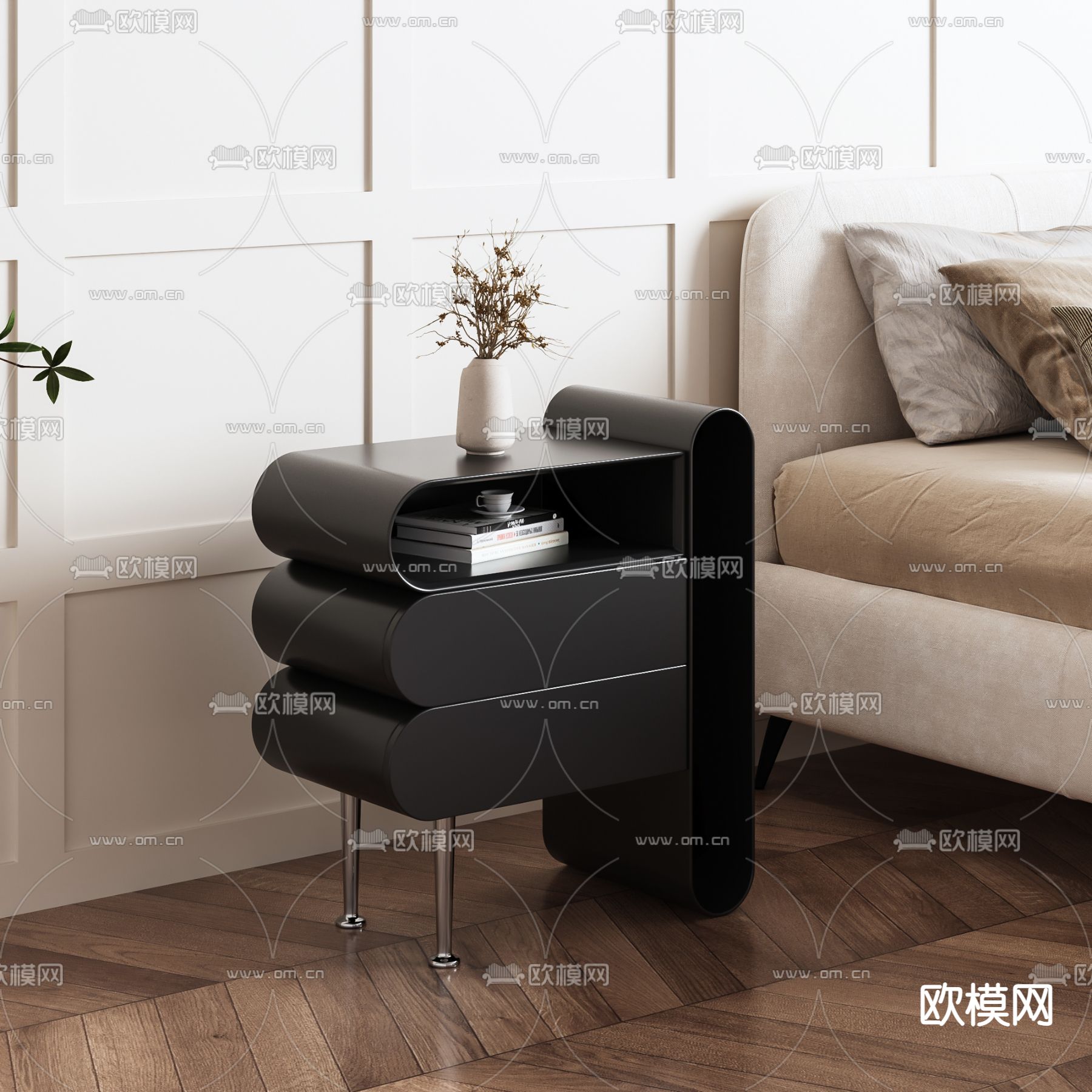 现代床头柜3d模型下载