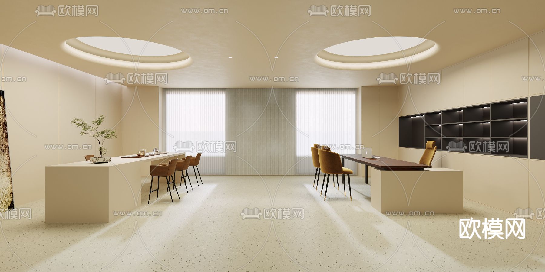 奶油董事长室 总经理室3d模型下载