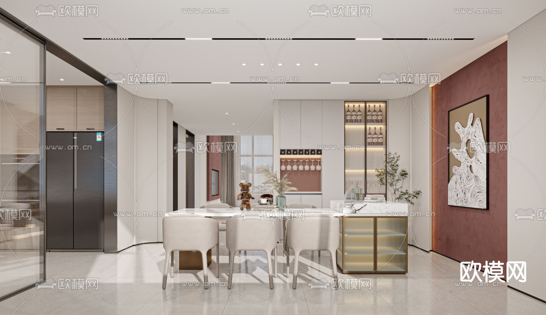 现代别墅大堂3d模型下载（渲染图3）