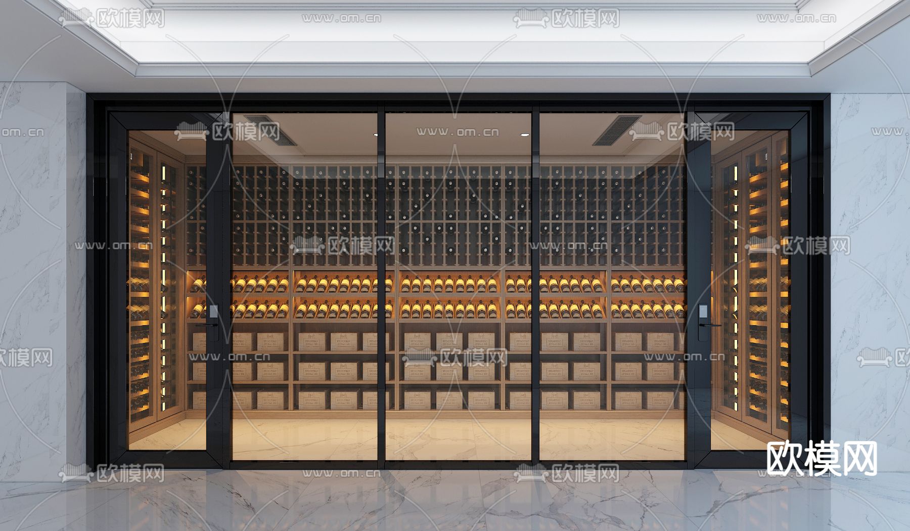 酒窖 藏酒室 酒柜3d模型下载（渲染图1）