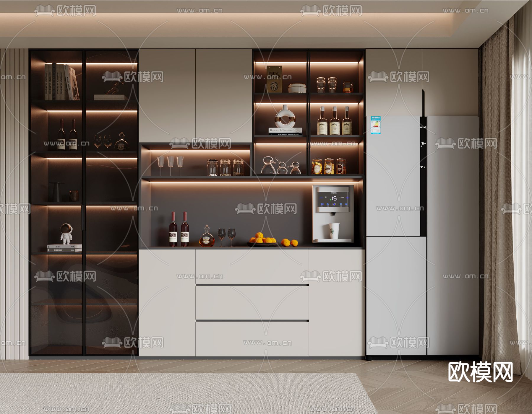现代酒柜3d模型下载