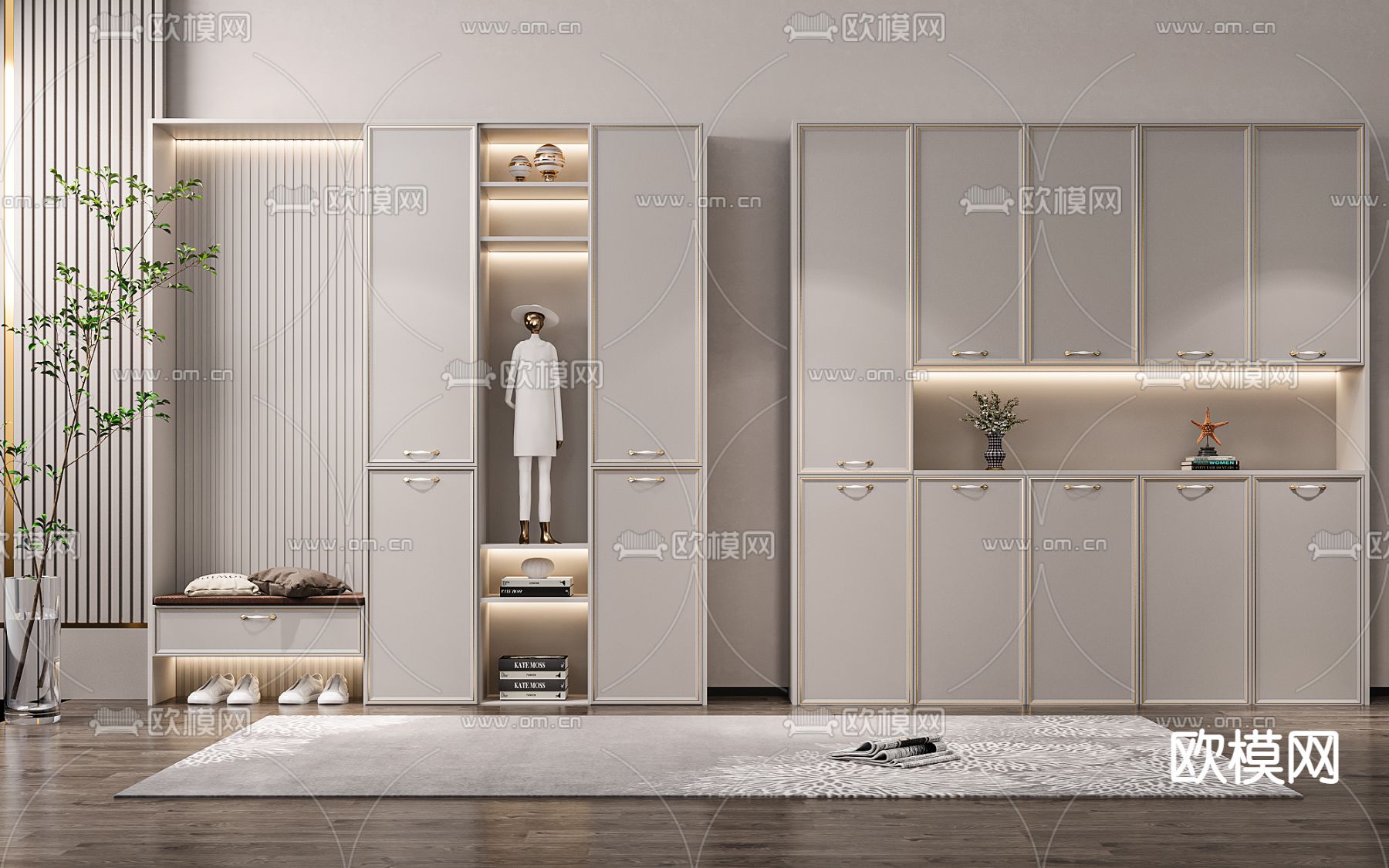 简欧鞋柜3d模型下载