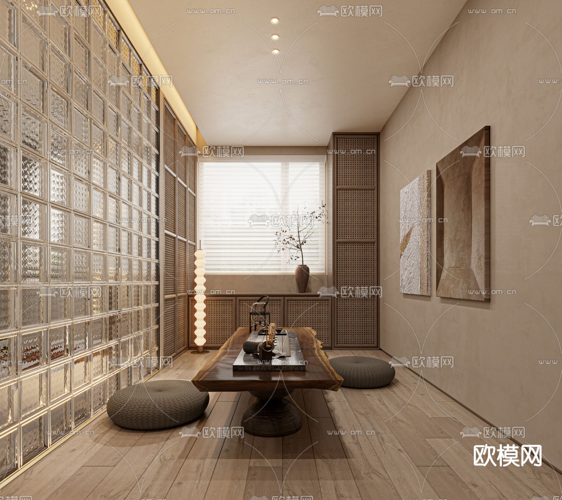 侘寂风茶室 榻榻米3d模型下载