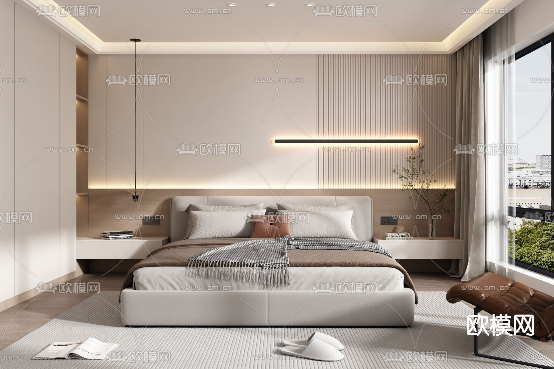 现代卧室 次卧3d模型下载