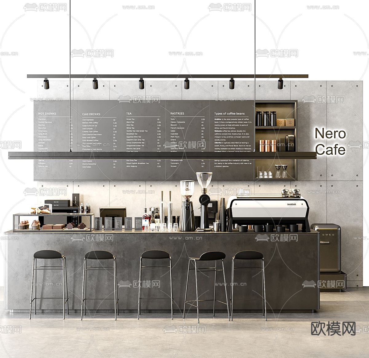 咖啡厅吧台 操作台3d模型下载（渲染图1）
