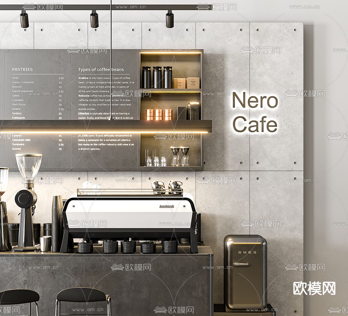 咖啡厅吧台 操作台3d模型下载（渲染图3）