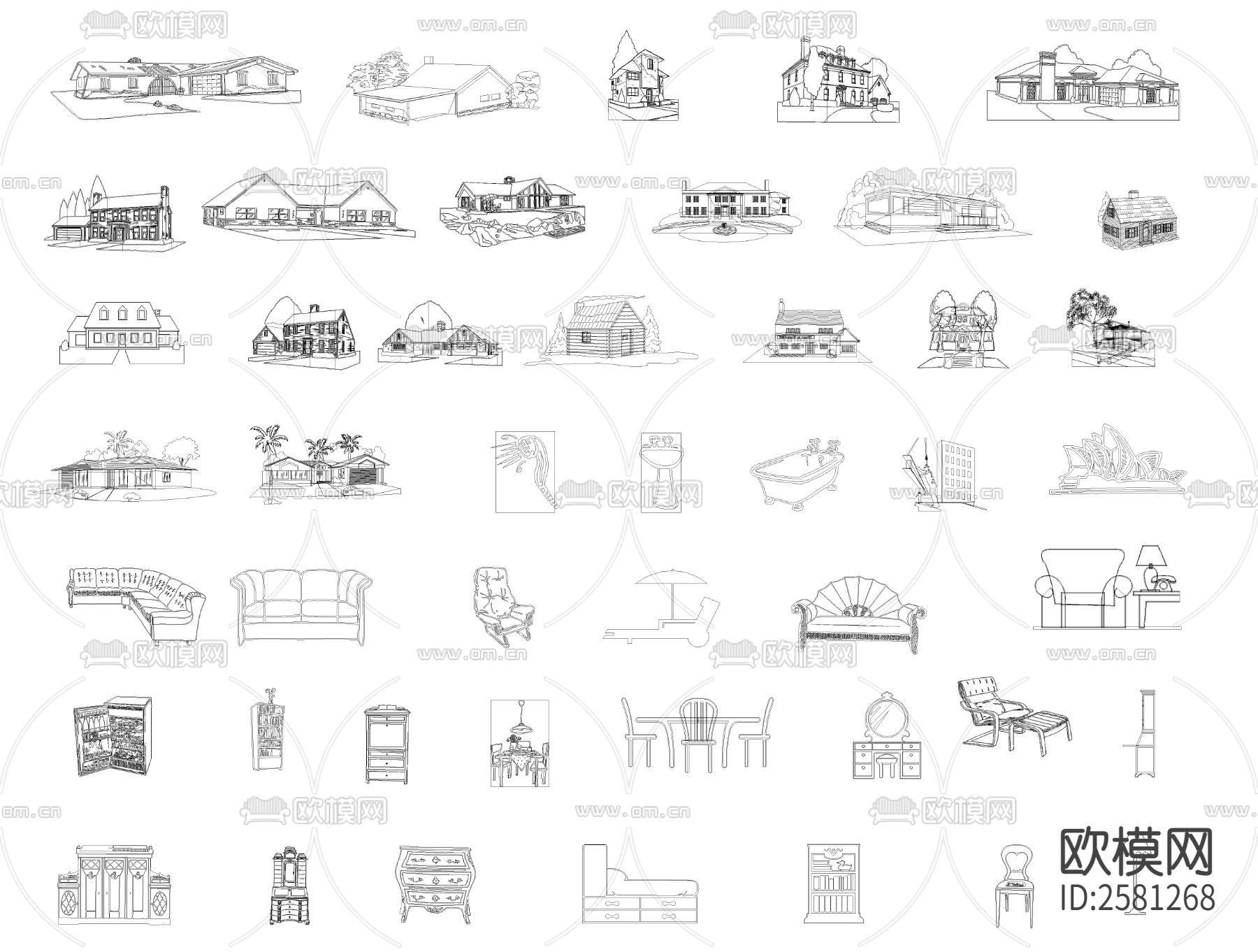 各种卡通建筑CAD图库下载（渲染图3）