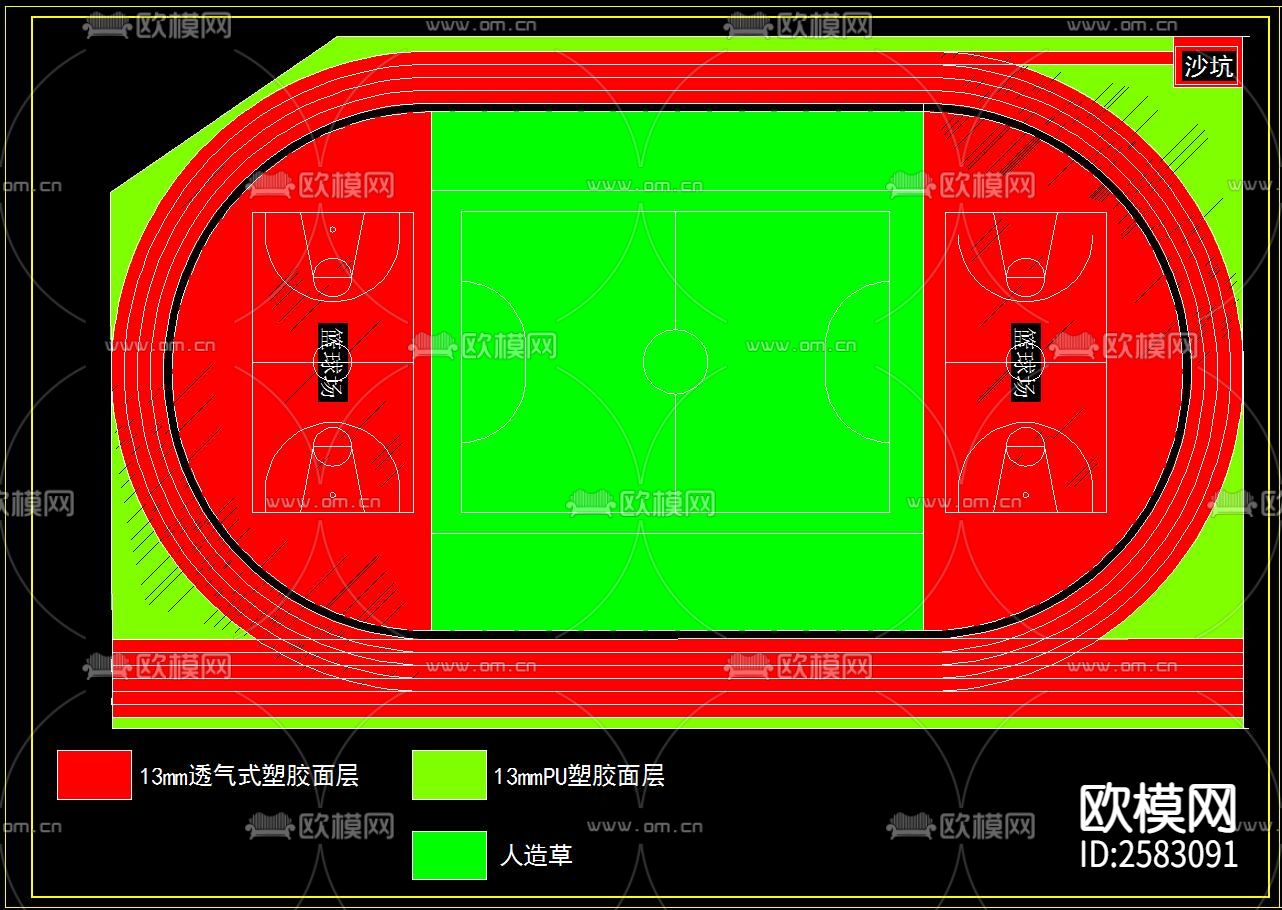 运动场地CAD施工图下载（渲染图7）