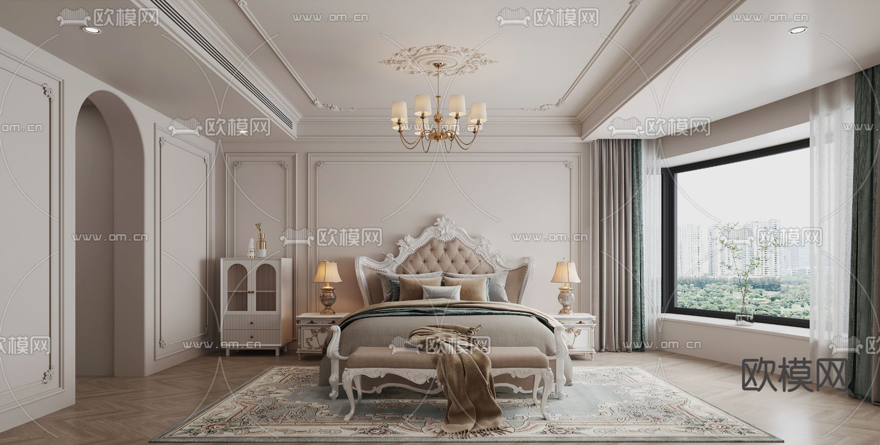 欧式卧室 主人房3d模型下载
