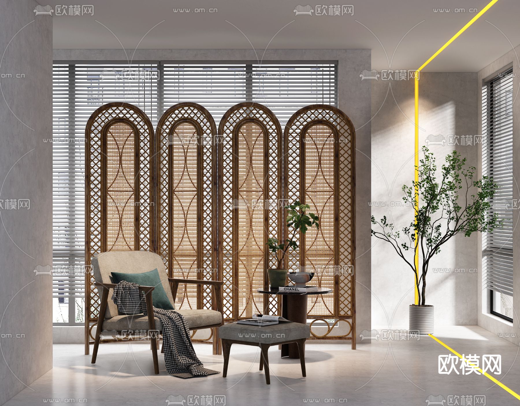 东南亚屏风 隔断3d模型下载