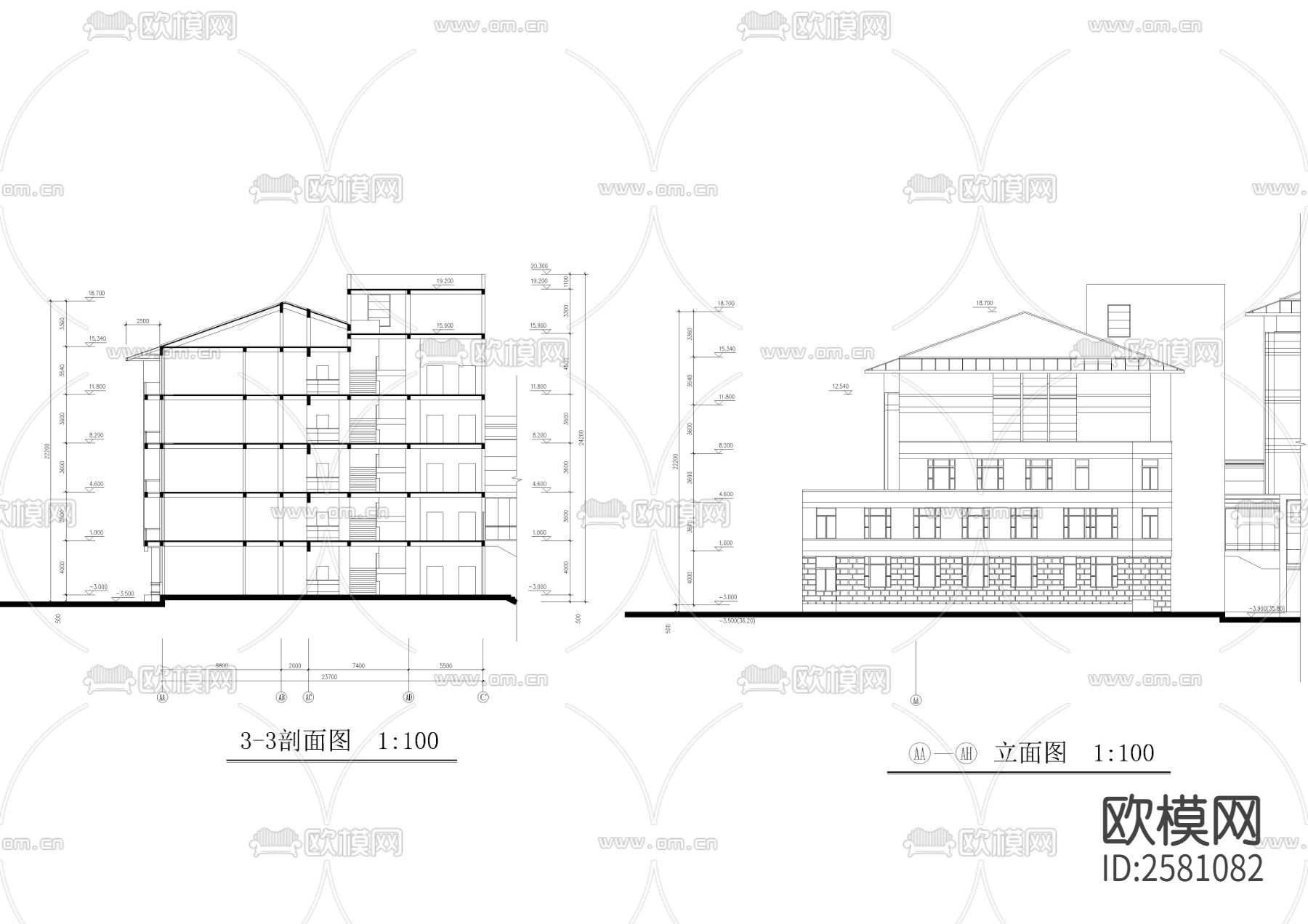 某賓館和會議中心全套建筑CAD施工圖下載（渲染圖9）