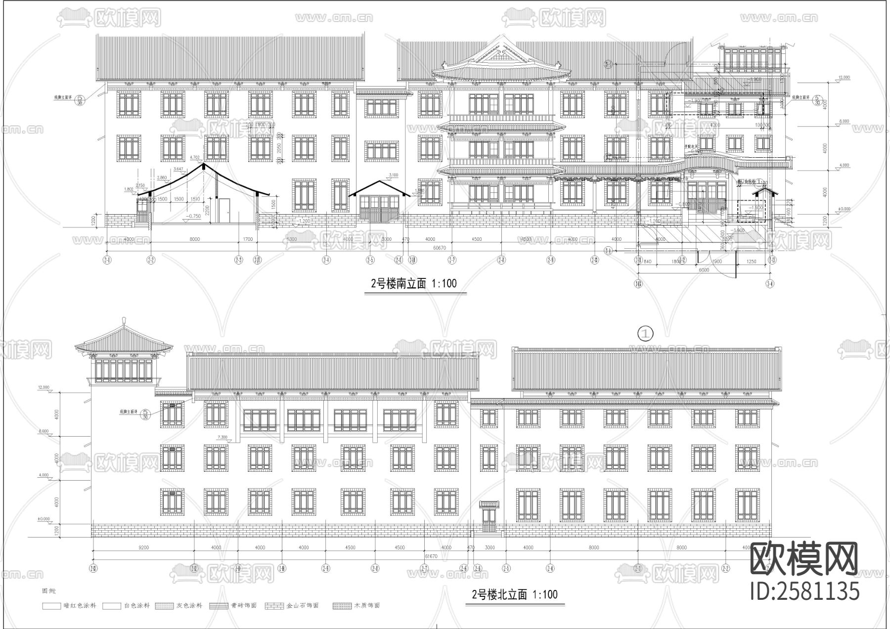 仿古宾馆全套建筑CAD施工图下载（渲染图6）