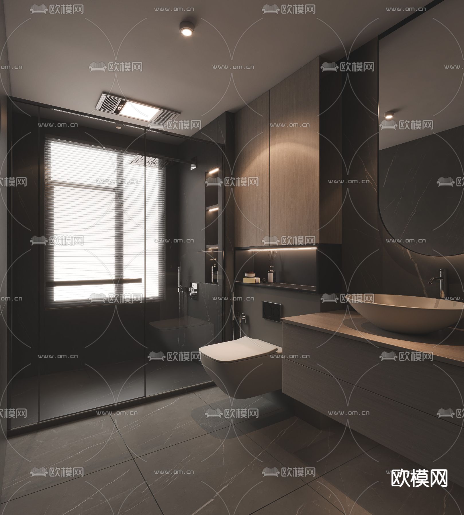暗黑风卫生间 洗手间 浴室3d模型下载