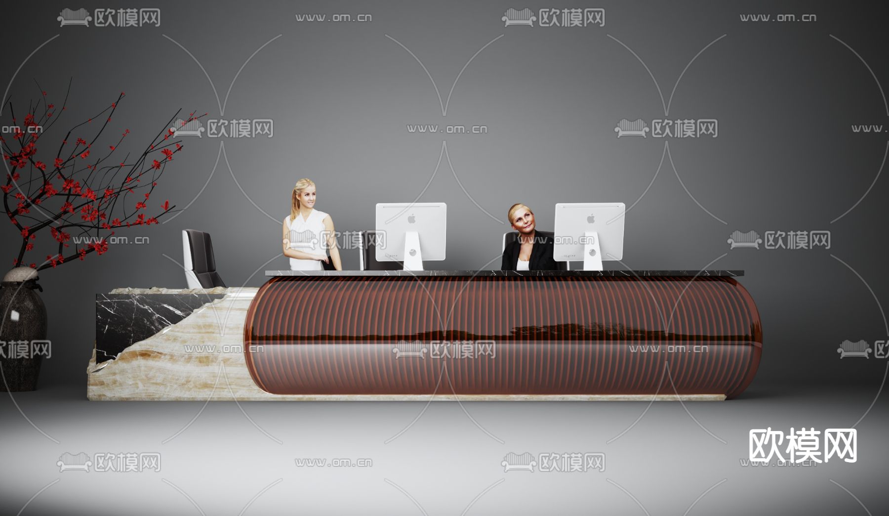 服务台 接待台 前台3d模型下载