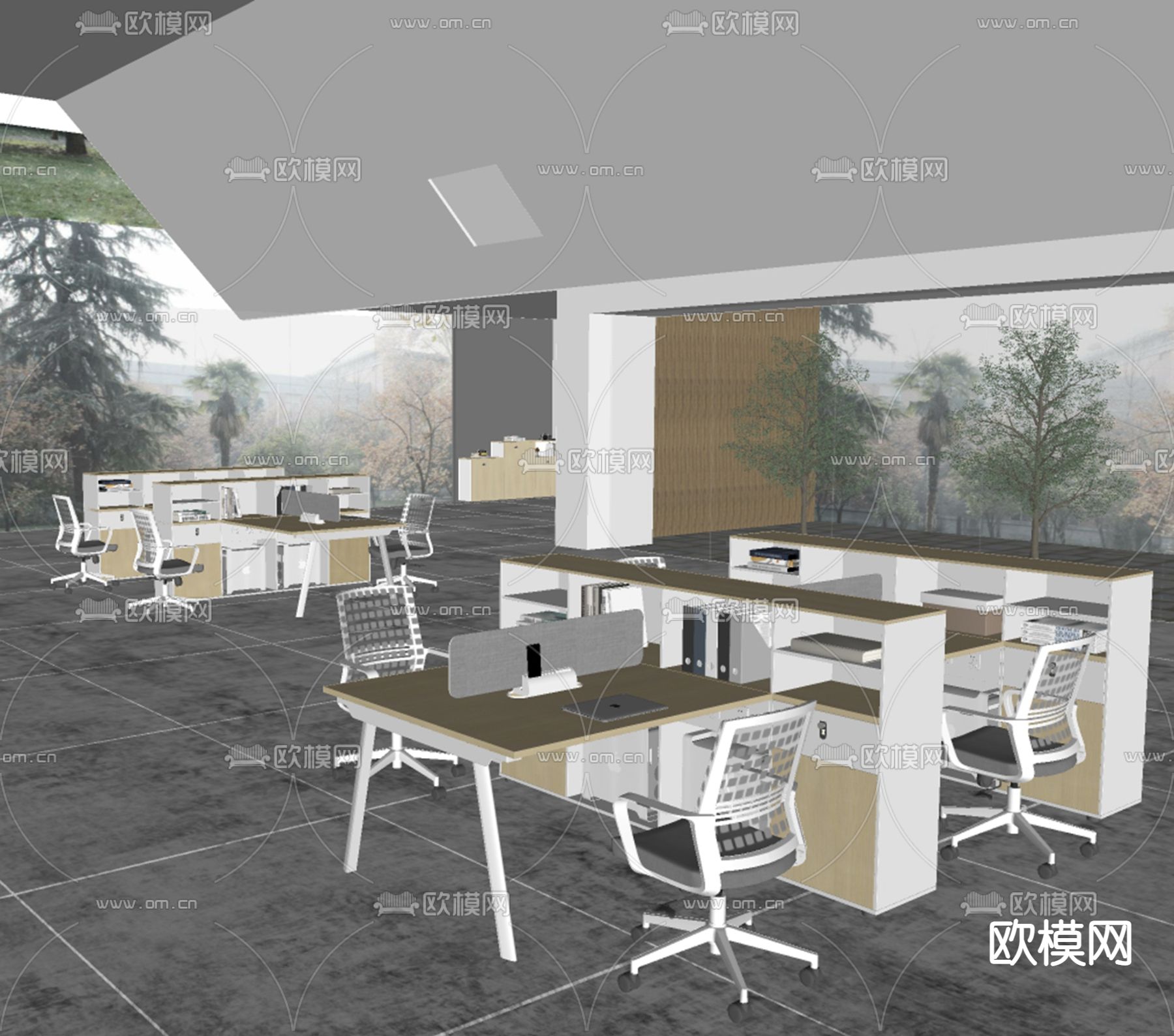 屏风卡位su模型下载（渲染图2）