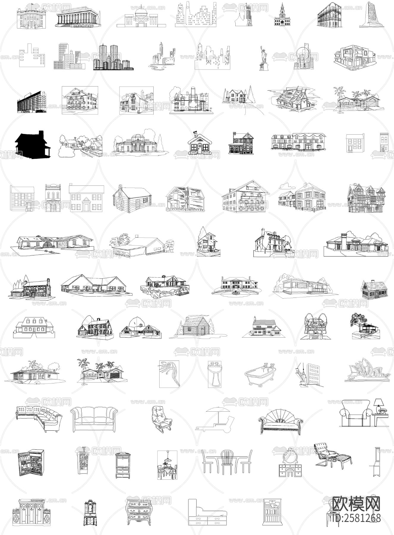 各种卡通建筑CAD图库下载（渲染图1）