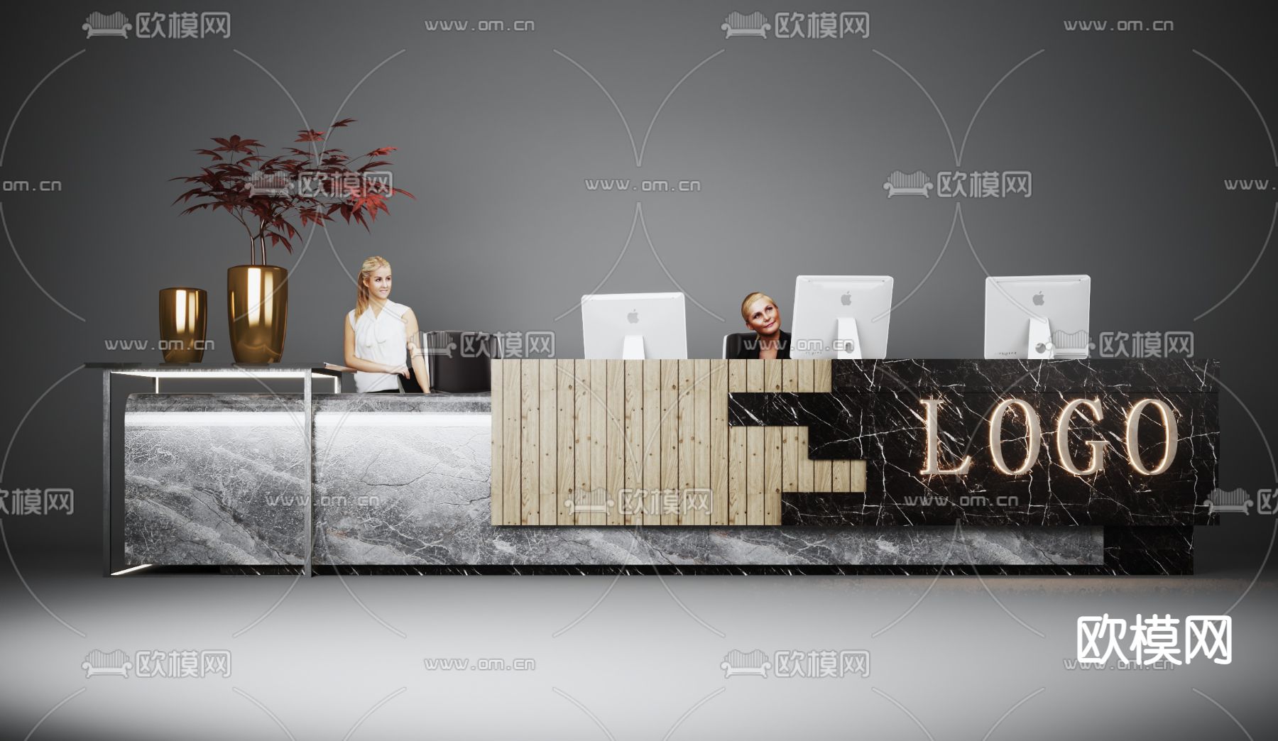 服务台 接待台 前台3d模型下载