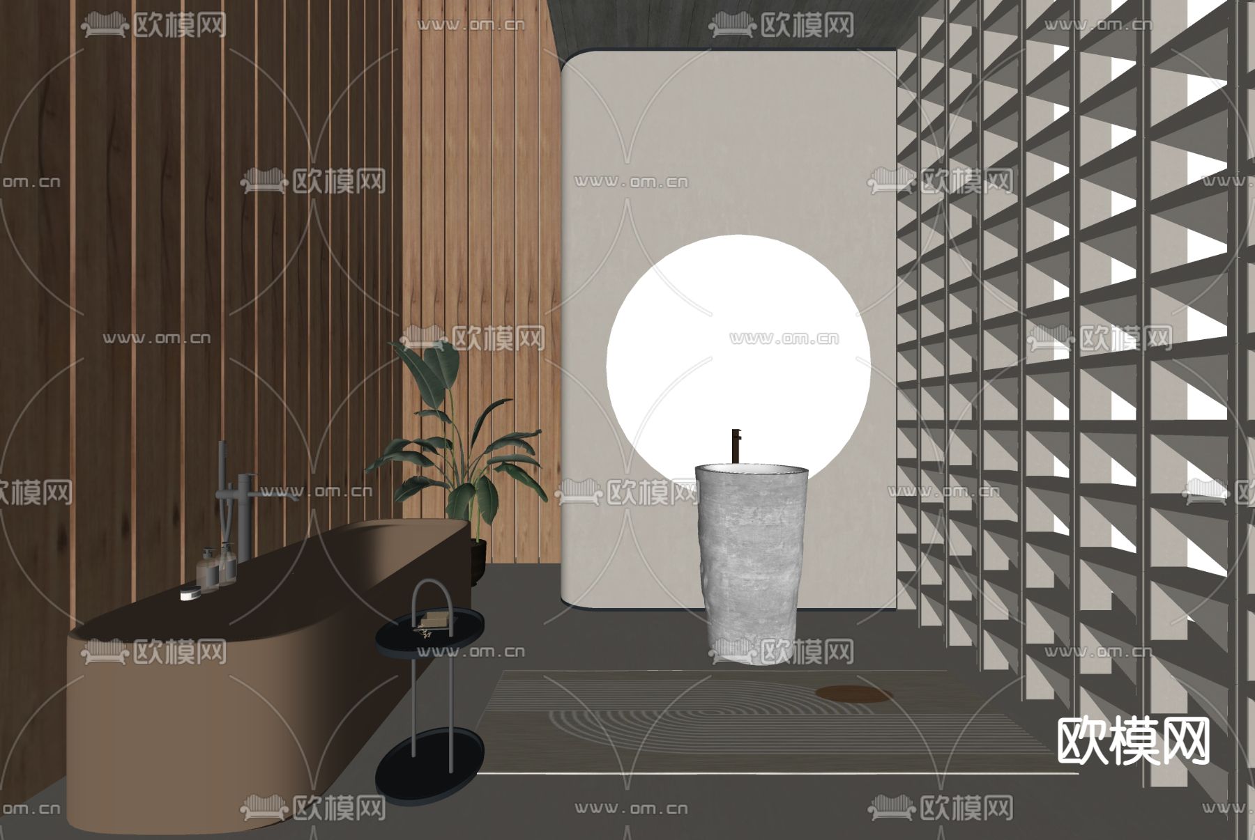 侘寂风卫生间su模型下载