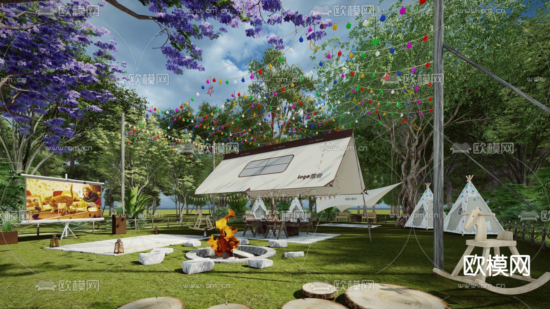 现代露营公园su模型下载（渲染图1）