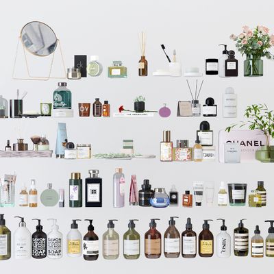  洗漱用品 化妆品 沐浴露su模型 