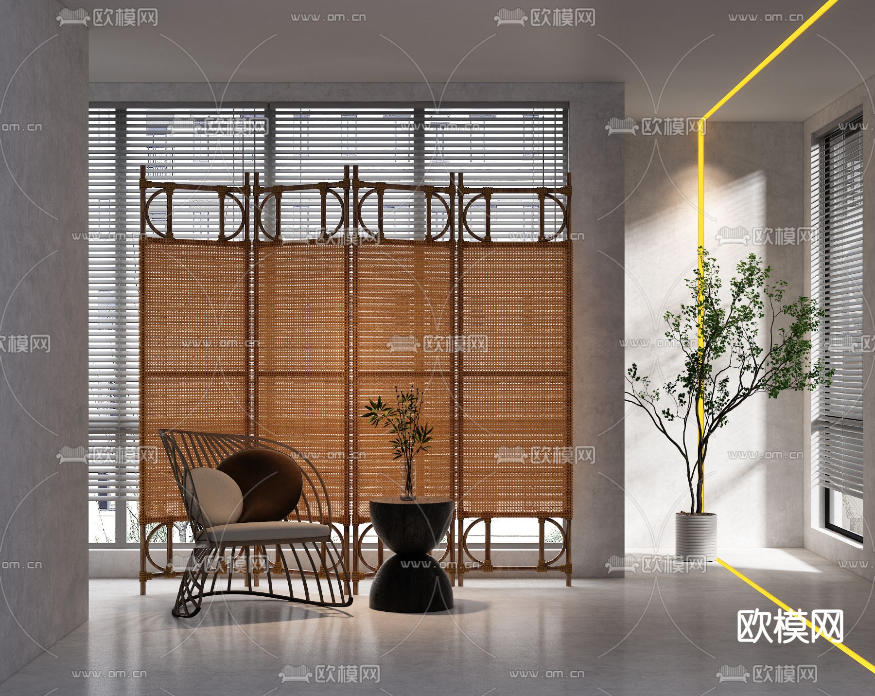 东南亚屏风 隔断3d模型下载