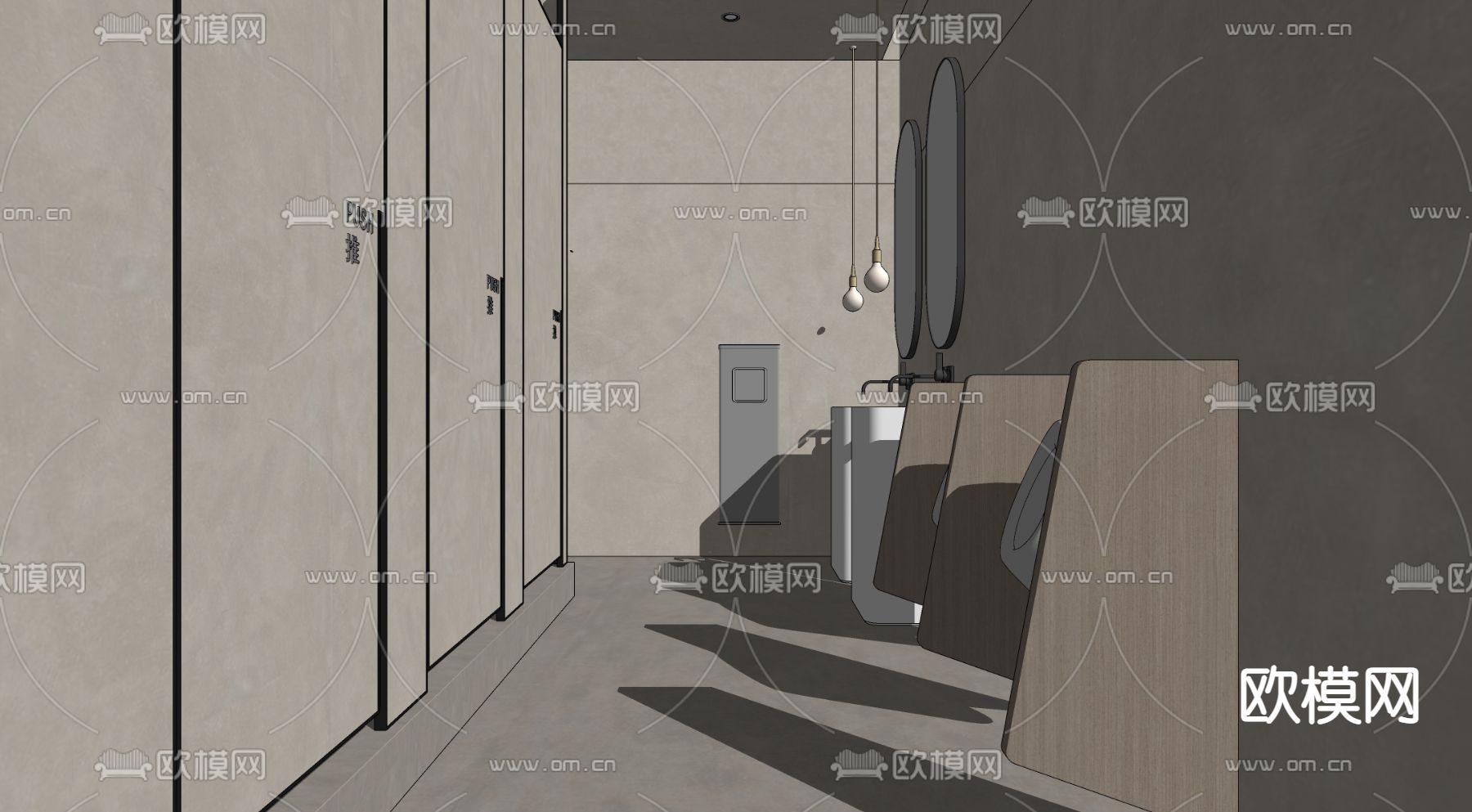 公共卫生间su模型下载（渲染图2）