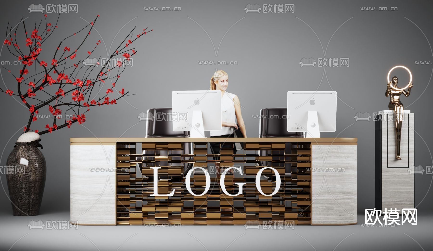 服务台 接待台3d模型下载