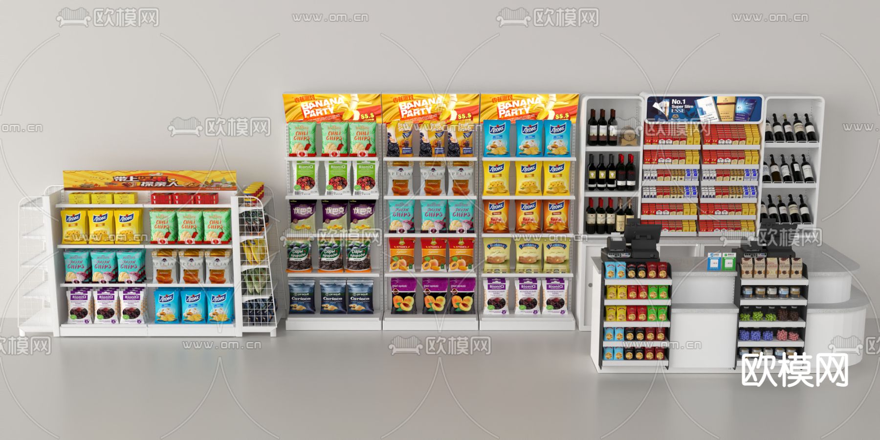 超市货柜 零食架 展架3d模型下载