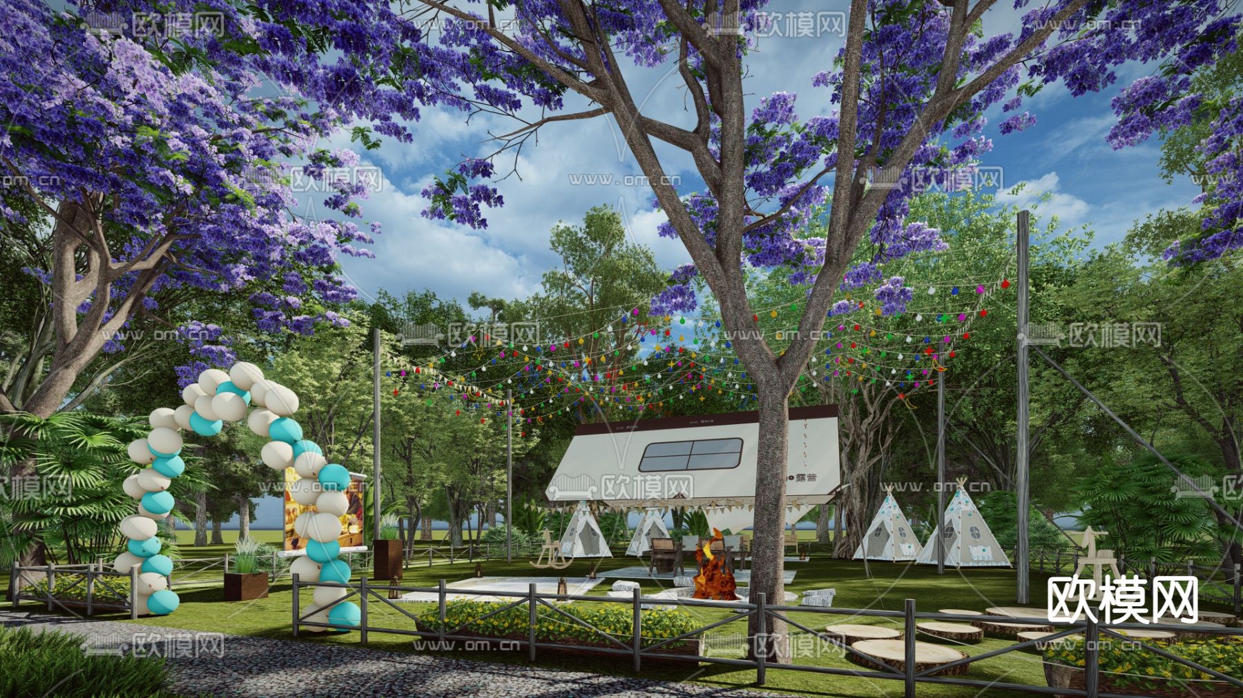 现代露营公园su模型下载（渲染图3）