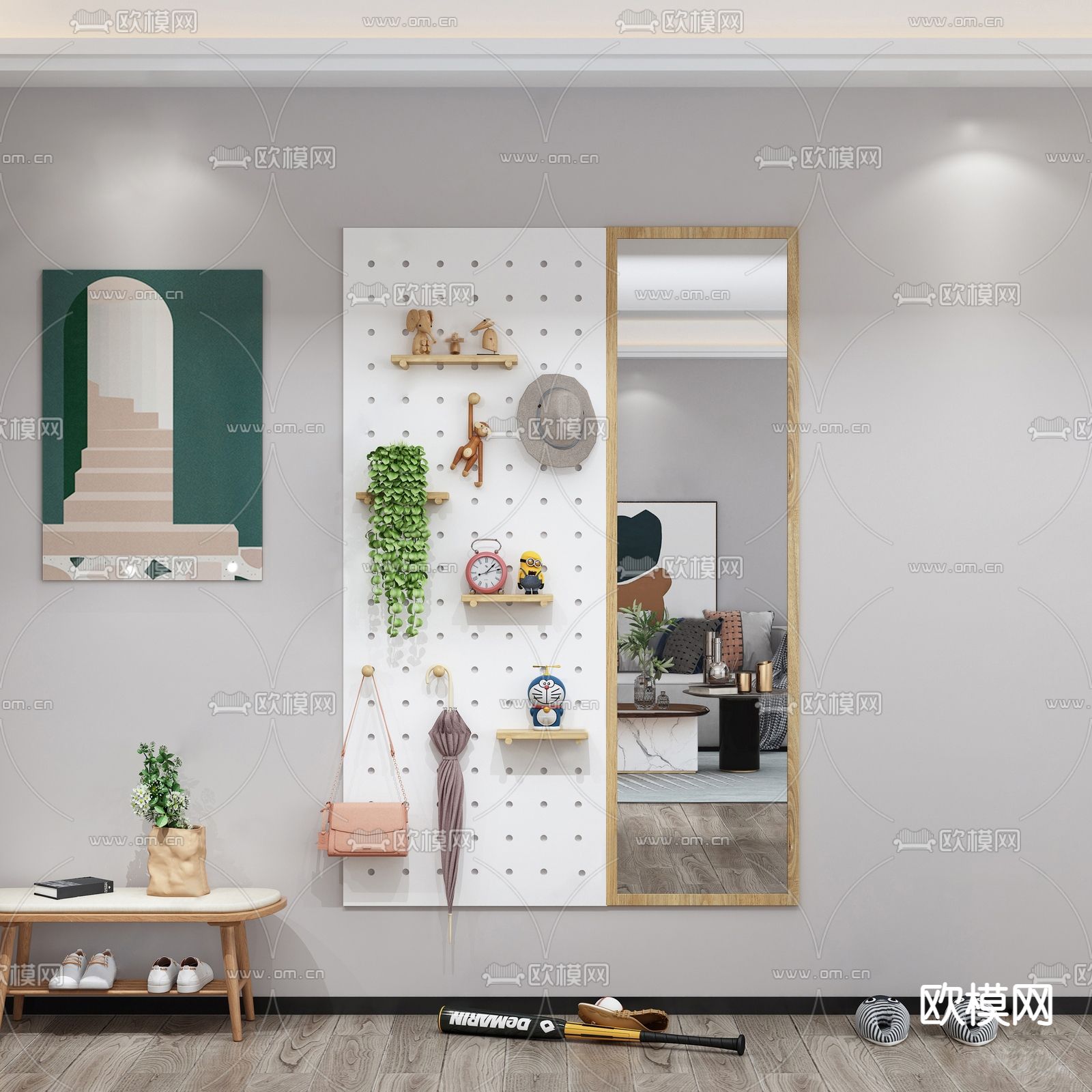 北欧洞洞板su模型下载（渲染图1）