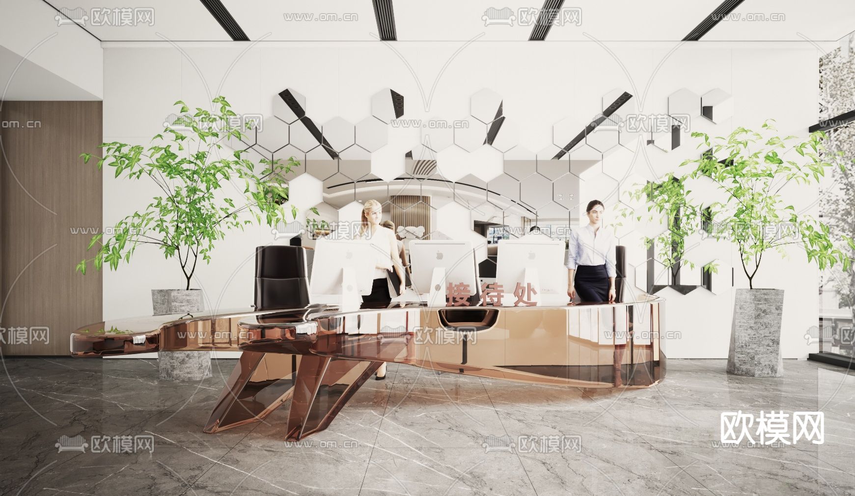 服务台 接待台 前台3d模型下载